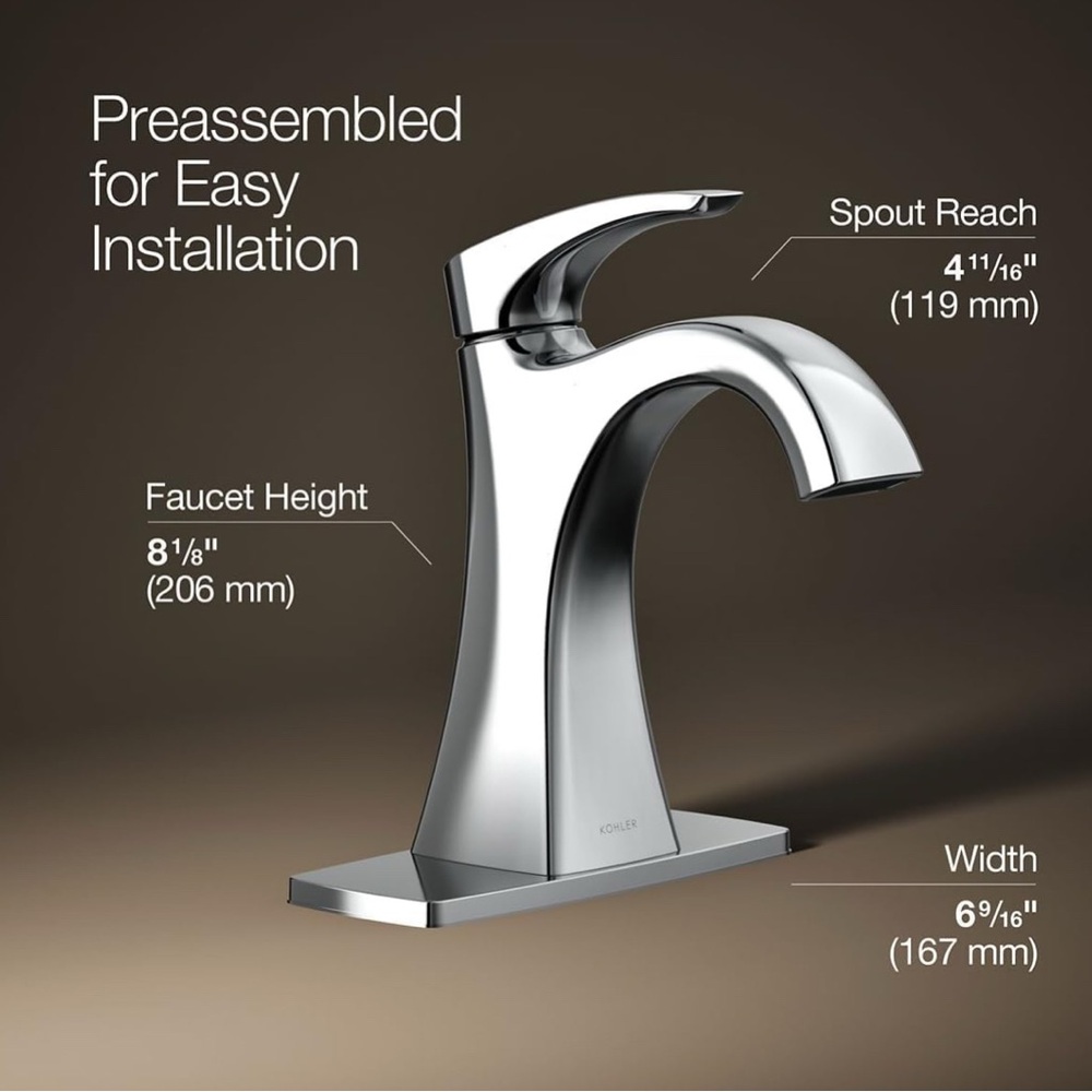 Kohler Maxton Polished Chrome Bathroom Faucet - Picture 4 of 4